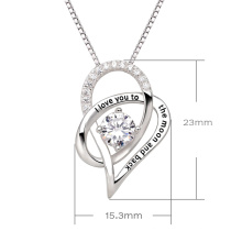 Sterling Silver "I Love You to The Moon and Back" Love Heart Pendant Necklace